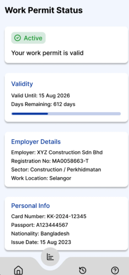 Kerja-Kad Real-Time Status