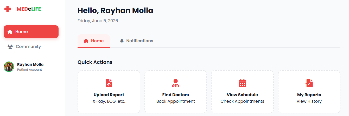 MEDeLIFE Patient Dashboard
