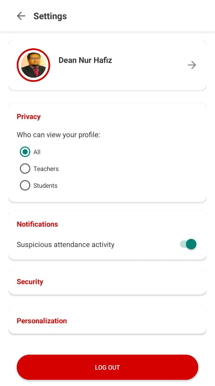 Settings Page